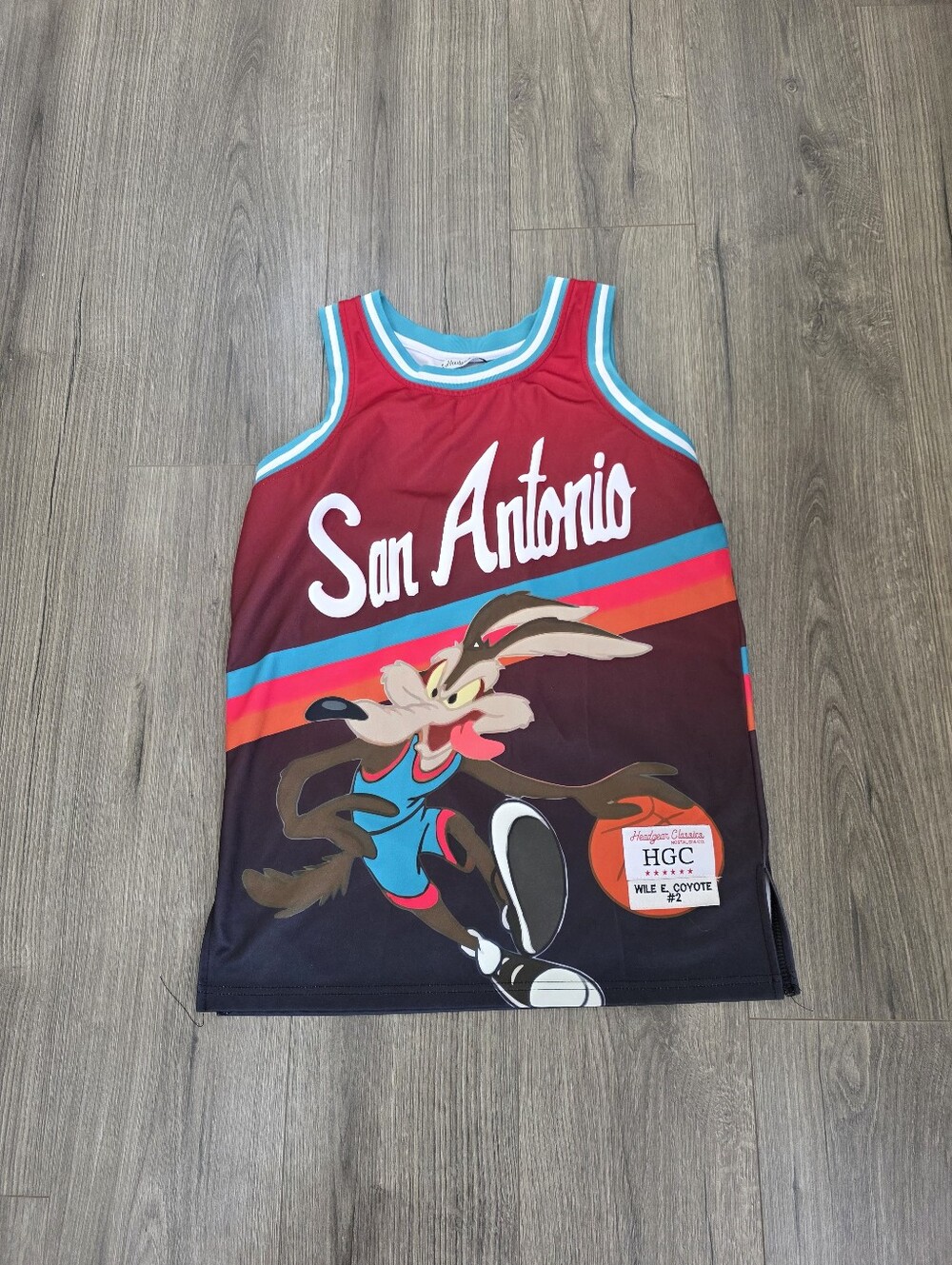 San Antonio Spurs Wile E Coyote Headgear Classics Jersey Mens Size Small